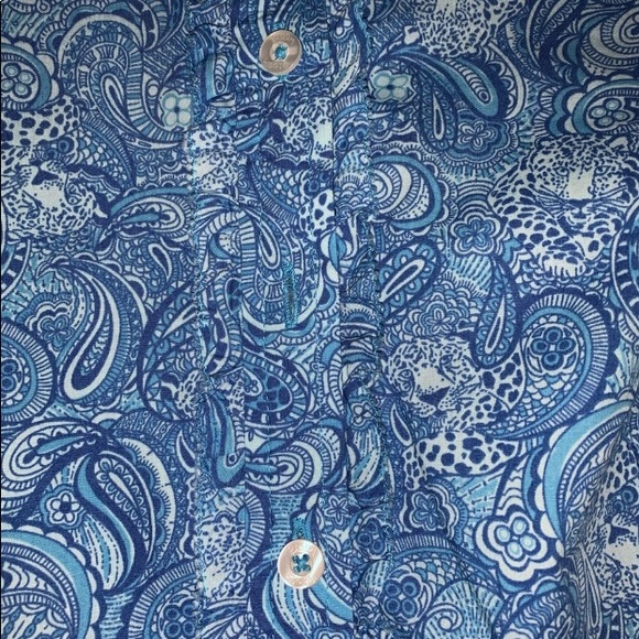 NWOT, Lilly Pulitzer Paisley Blue Blouse, Size 2 - Picture 5 of 5